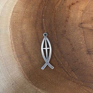 RETIRED James Avery Ichthus Cross Charm, Sterling Silver